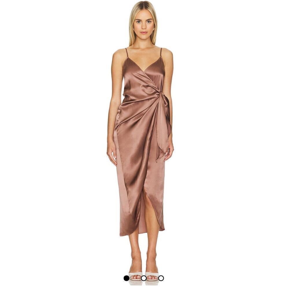 L'AGENCE Amilia Cami Silk Wrap Dress in Sparrow NWT Size 6